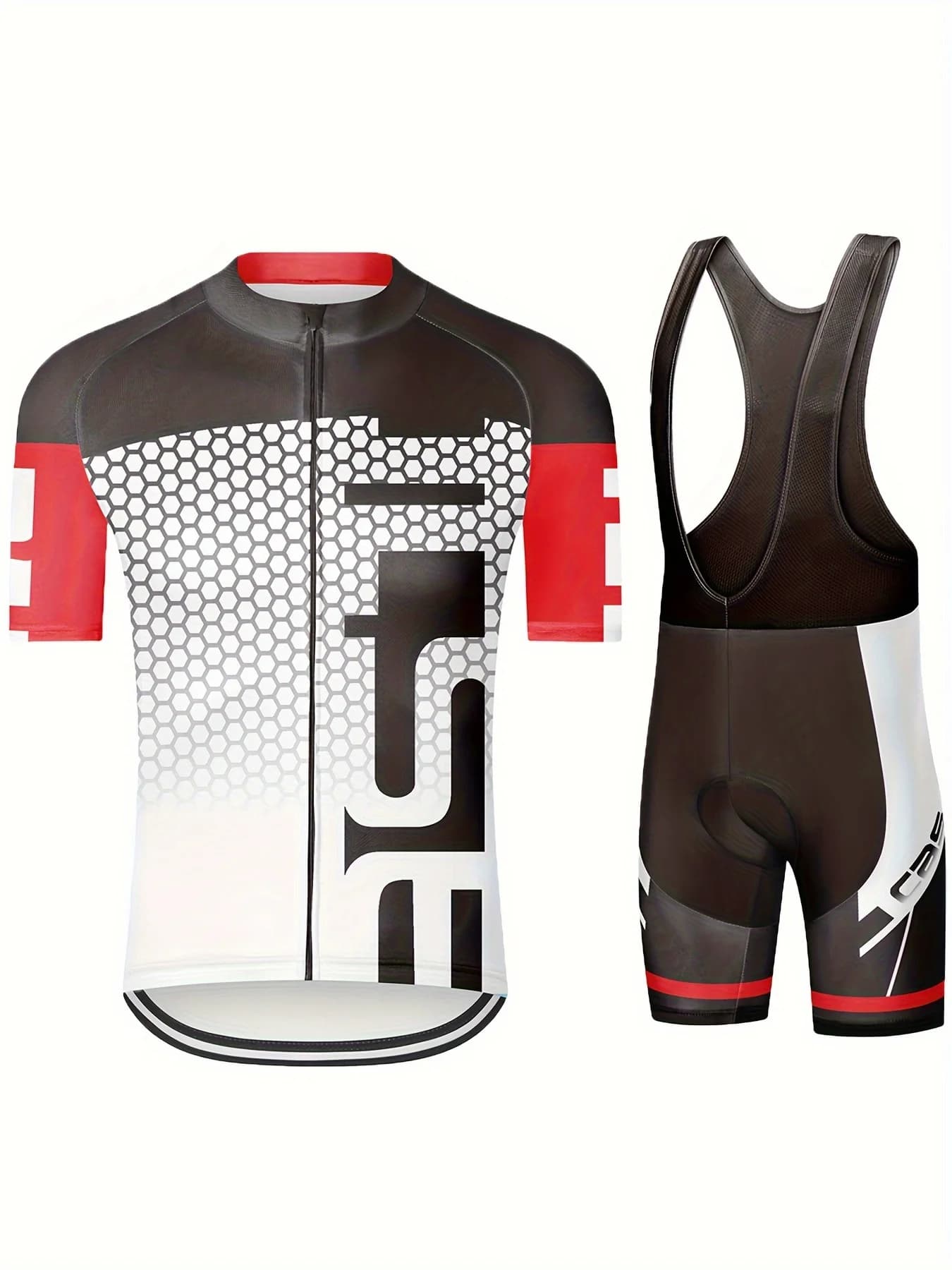 Men's Summer Cycling Knit Mesh 2 pcs Cycling Knit Set with Short Sleeve Zippered Shorts Color Block with 9D Padded Cycling Kit