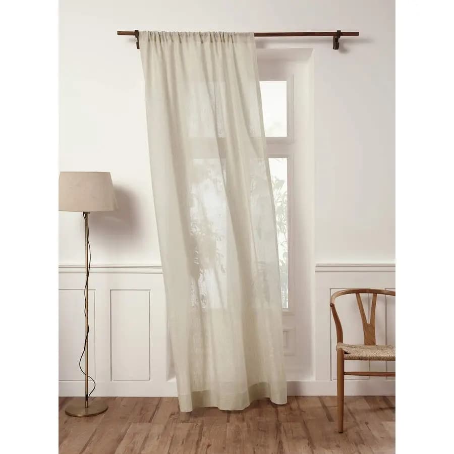 100% natural pure linen veiled curtain, European style, 63 inches, window panel 52 x 63 inches, filtering light