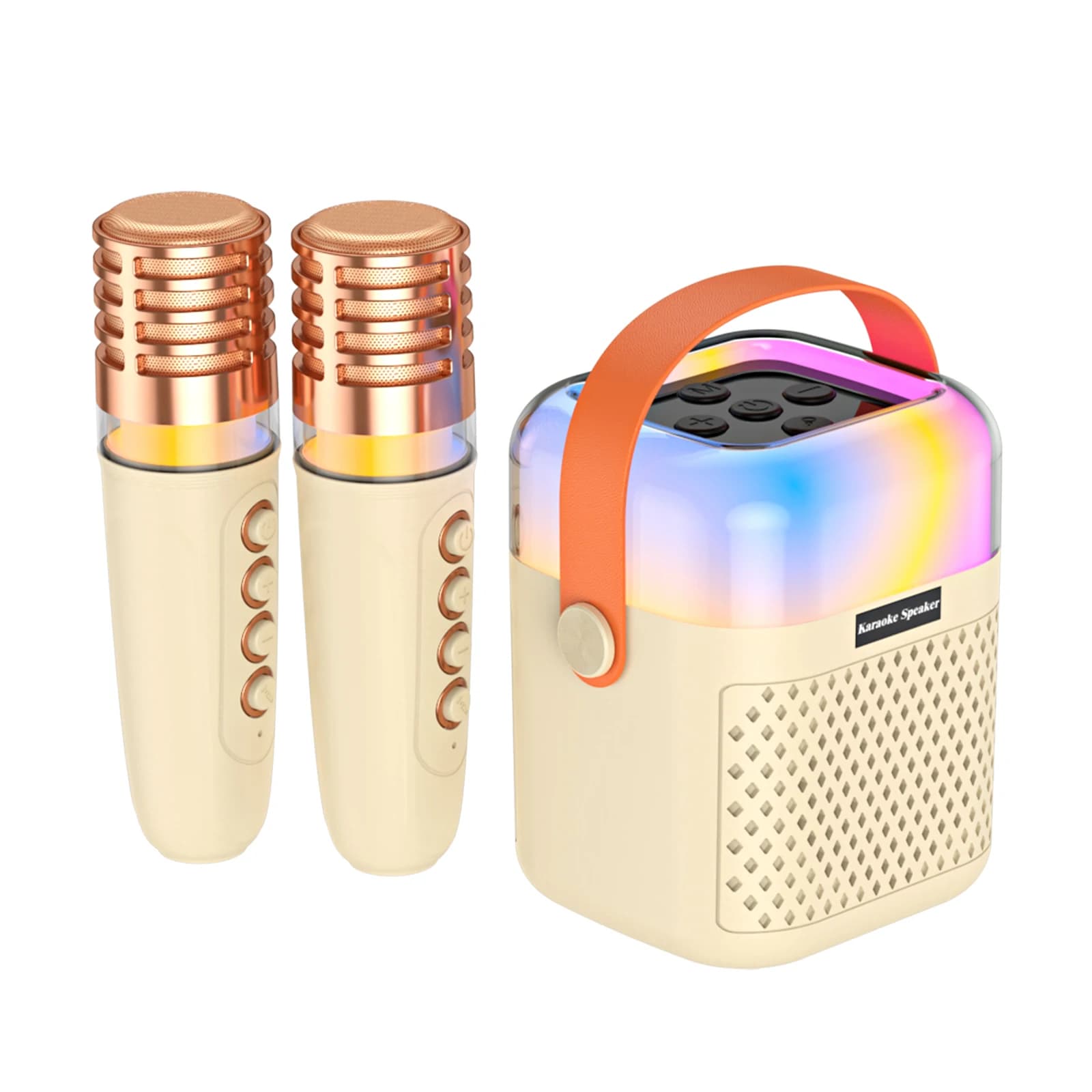 Macchina per karaoke con 2 microfoni wireless BT 5.3 Potenza di uscita 5W Gamma di frequenza 60Hz-15KHz Luce RGB Suono surround 3D