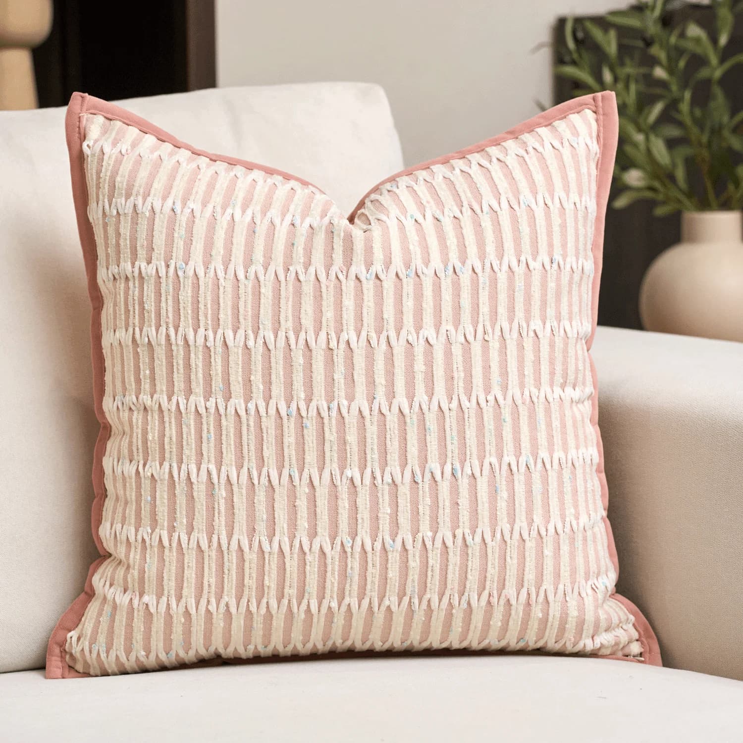 Chenille Striped Decorative Pillow Cover Soft Modern Cushion Cover For Sofa Home All Seasons
