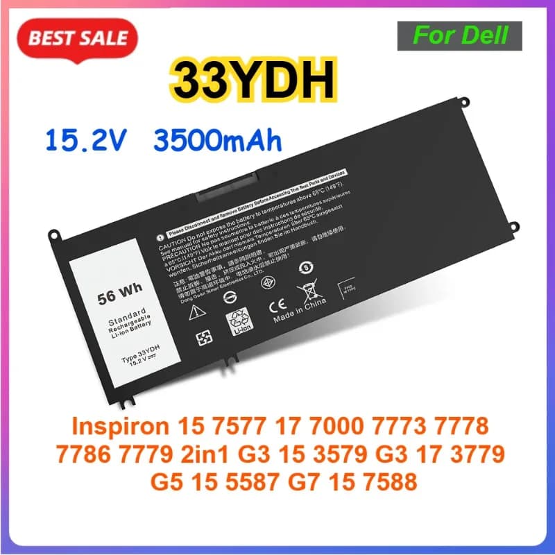 Batteria del computer portatile 3500mAh 33YDH per Dell Inspiron G3 15 3579 17 3779 G5 15 5587 G7 15 7588 7577 17 7000 7773 7778 7786 7779 2in1