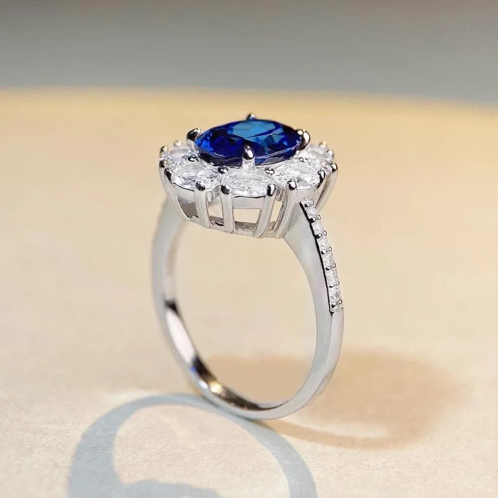 NovaGlod Luxury Solid Platinum PT950 Flower Diamond Ring Women's Ring High-grade Sense Moissanite Full Diamond Ring