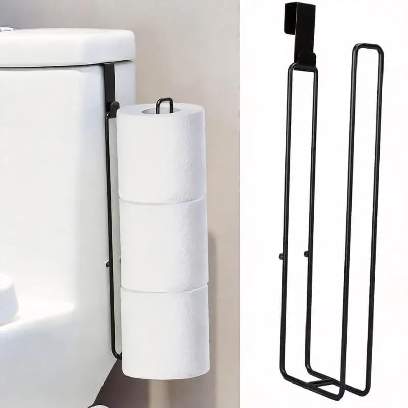 Luxury Wall-Mounted Toilet Paper Holder Waterproof Non-Slip Tissue Roll Stand Modern Bathroom Accessories Kitchen Paper Towel Hook Toothbrush Holder High-Pressure Silicone Plunger Multi-purpose Home Decor Rack