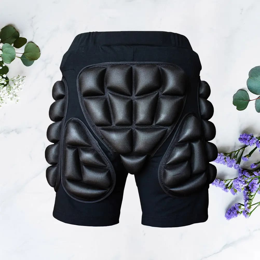 Pantaloni da Pattinaggio Neri Spessi 2,5 cm, Protezioni per Hockey e Snowboard, Taglia S per Adulti