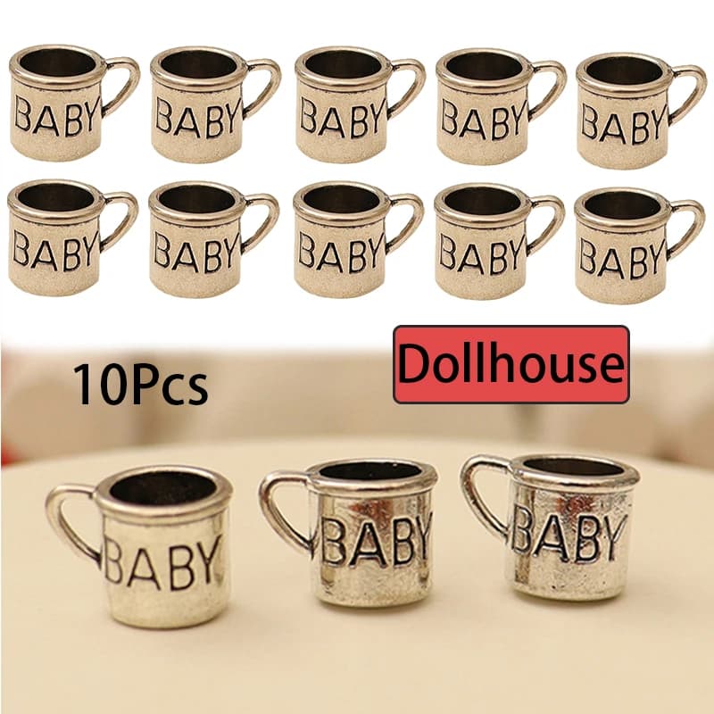 10 pezzi casa delle bambole in miniatura simulazione lega modello tazza vintage mobili per casa delle bambole mini tazza da tè tazza d'acqua giocattolo scena oggetti di scena
