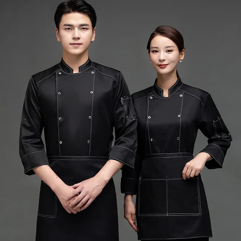 Divisa da chef a maniche lunghe, uniforme da cucina, abbigliamento estivo a maniche corte per chef di ristoranti cinesi e occidentali, uniforme da chef per hotel