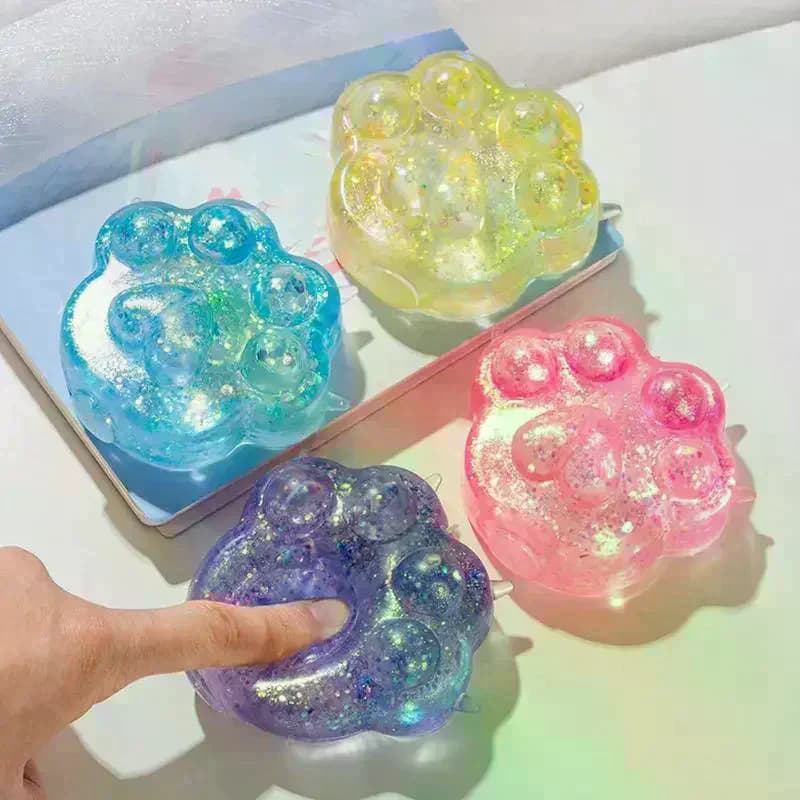 Sequin Maltose Cat Paw Slow Rebound Squeeze Toys Stress Relief Fidget Toys For Adults Decompression Sensory Toys