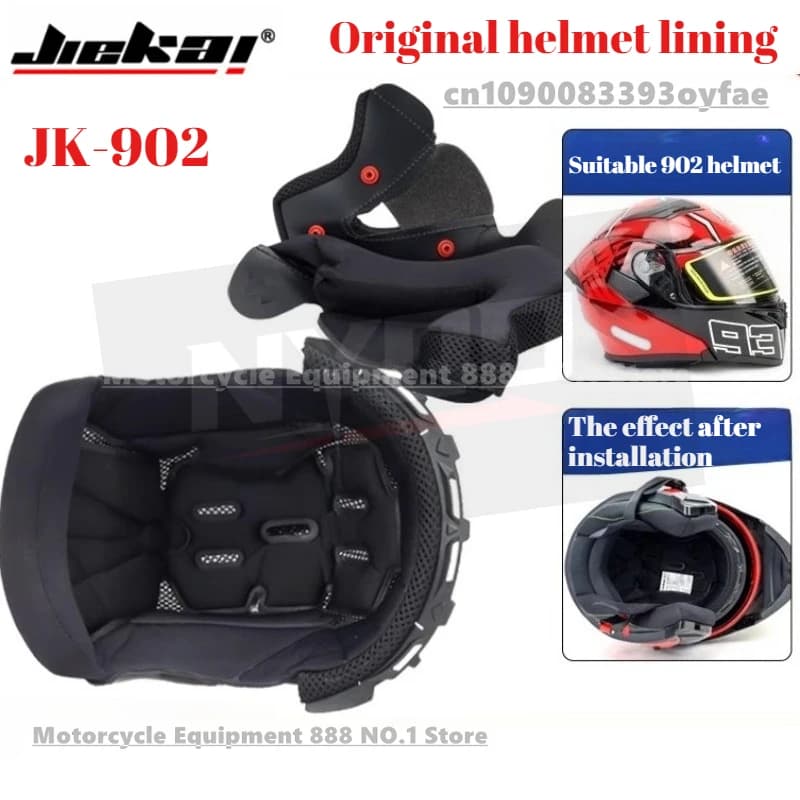 Fodera per casco moto originale JIEKAI 902, fodera superiore per casco JK 902 e fodera per le orecchie, fodera per casco ribaltabile jk902