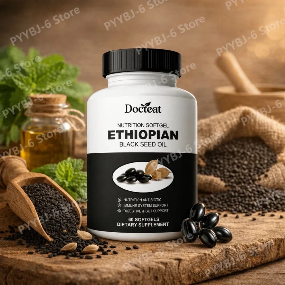 Capsule di Olio di Semi Neri con Curcuma, Zenzero, Zinco, Vitamina C e D3, Integratore Erboristico Antiossidante per il Supporto Immunitario, 60 Capsule per Adulti