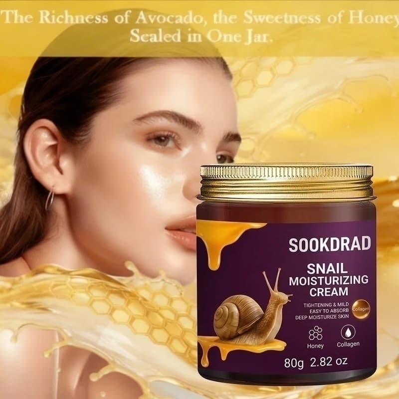 Crema Idratante alla Bava di Lumaca con Collagene e Miele, Assorbimento Delicato, Viso e Corpo, 80g, Uso Quotidiano