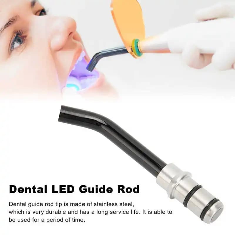 21mm x 12mm Universal Dental Dentist LED Optical Guide Rod Stainless Steel Double Dental Lamp Point Optical Teeth Whitening Black