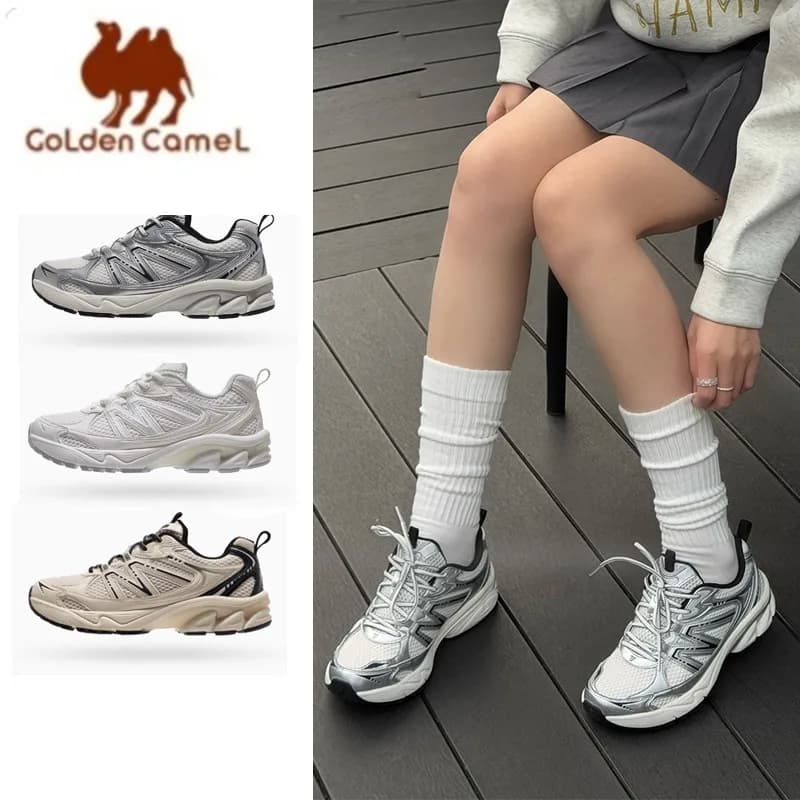 GOLDEN CAMEL Sports shoes Men and Women Shock-absorbing Running Jogging Shoes Mesh Breathable Height-increasing Casual Shoes