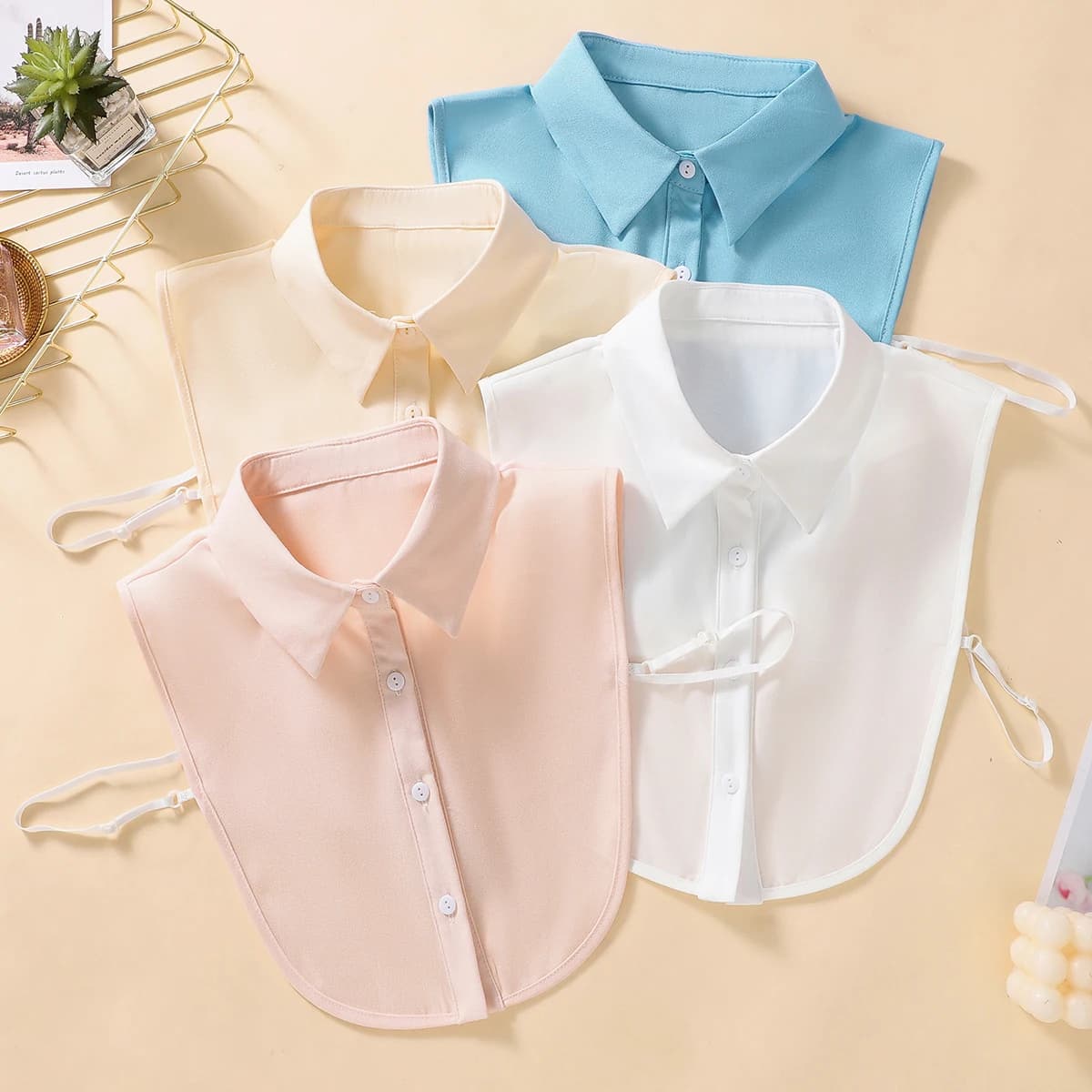 Chiffon tinta unita colletto falso Casual colletto finto risvolto staccabile mezza camicia camicetta Dickey collare per le donne