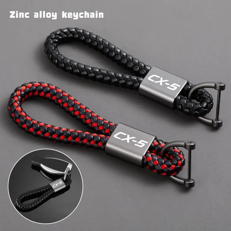 Suitable for Mazda CX-5 series car keychain luxury leather rope keychain horseshoe buckle accessories