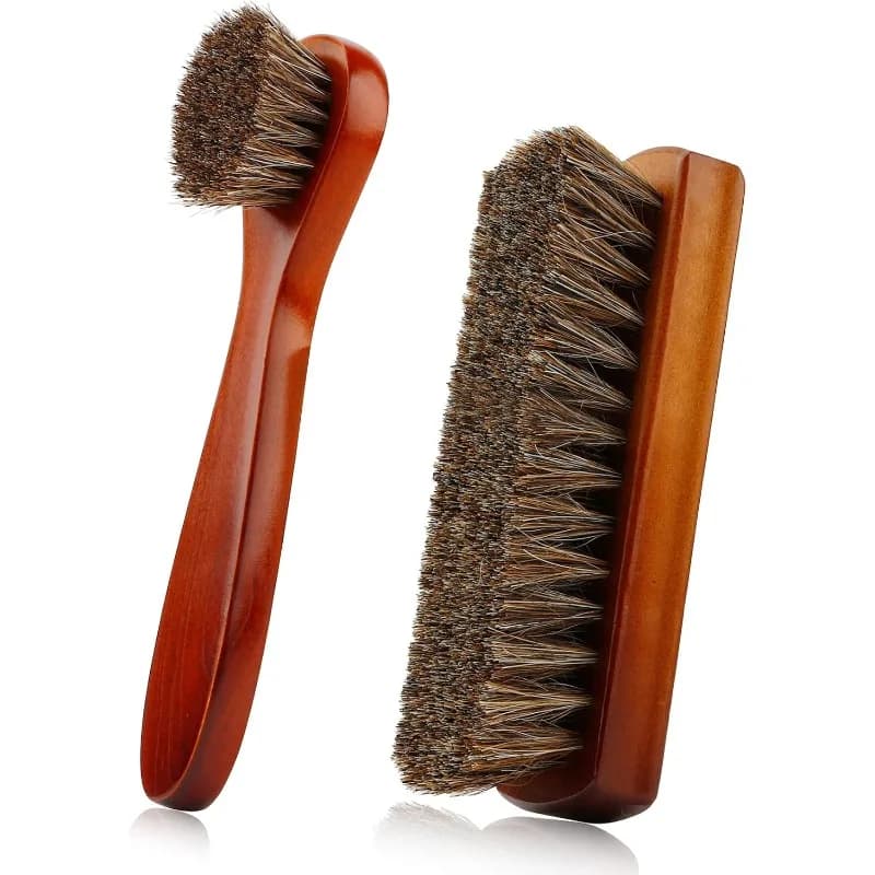 New! High Quality for 2 Pieces Horse Hair Brush for Cleaning, Leather Shoes Boot Cleaning Brush Care Clean Dauber Applicators
