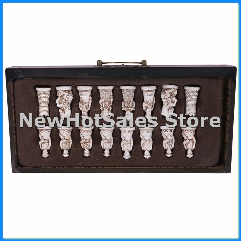 32 Pz/set Tavolo di Legno Scacchi Giochi di Scacchi Cinesi Resina Vintage Da Collezione Regalo Scacchi Di Natale Di Compleanno Premium-A12I