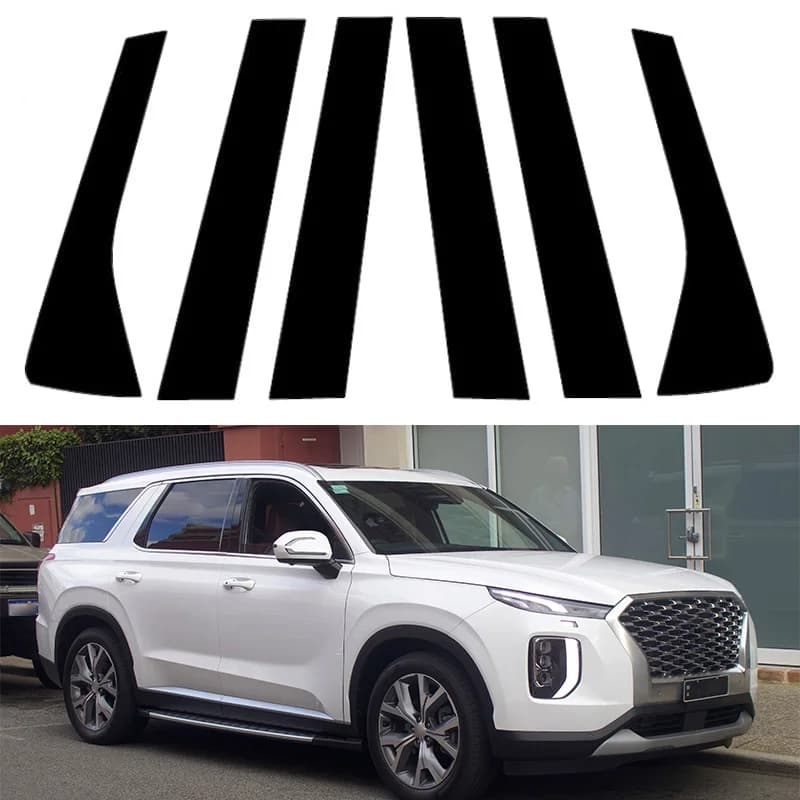 Finestra Trim pilastro post decalcomania porta adesivo copertura accessori auto nero lucido misura per Hyundai Palisade 2020 2021 2022 2023 2024