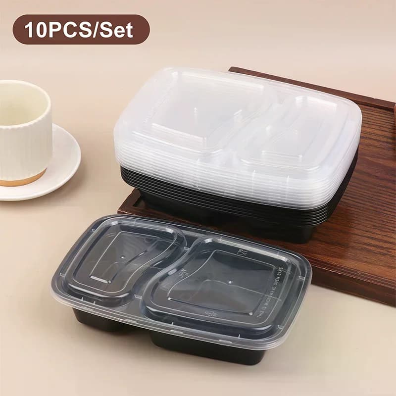 10 set di scatole per alimenti usa e getta con coperchi trasparenti, contenitori per alimenti per microonde, contenitori per frigorifero da cucina