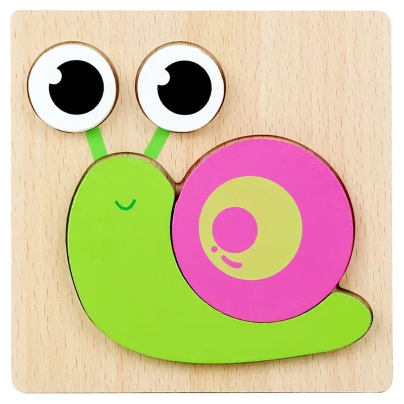 3D Animals Wooden Puzzle Blocks Montessori Kids Toys Cartoon Learn Cognition Three-dimensional Game Educational Toy For Boy