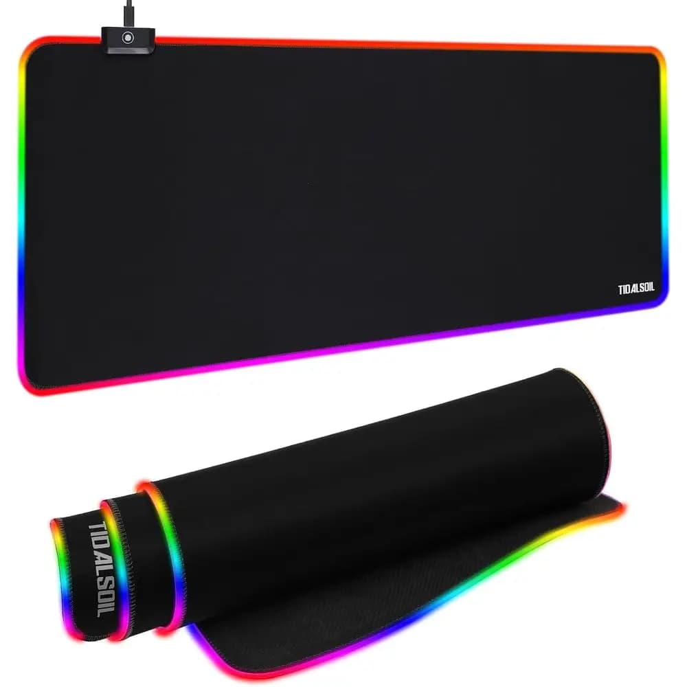 Large 31.5x11.8 Gaming Mouse Pad with 12 Lights, Non-Slip Base, Ideal for PC Gaming and Office Use, Black