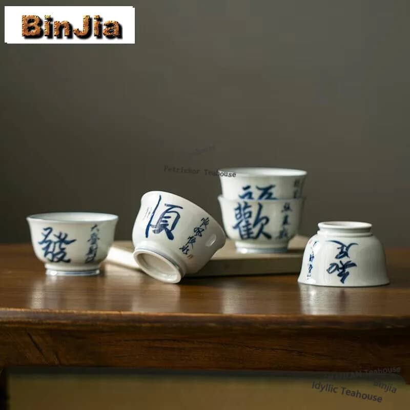 125ml scrittura a mano Poetry Master Cup Household Handmade Teacup Zen Cute Cup Fragrance Cup Tea cerimonia accessori collezioni