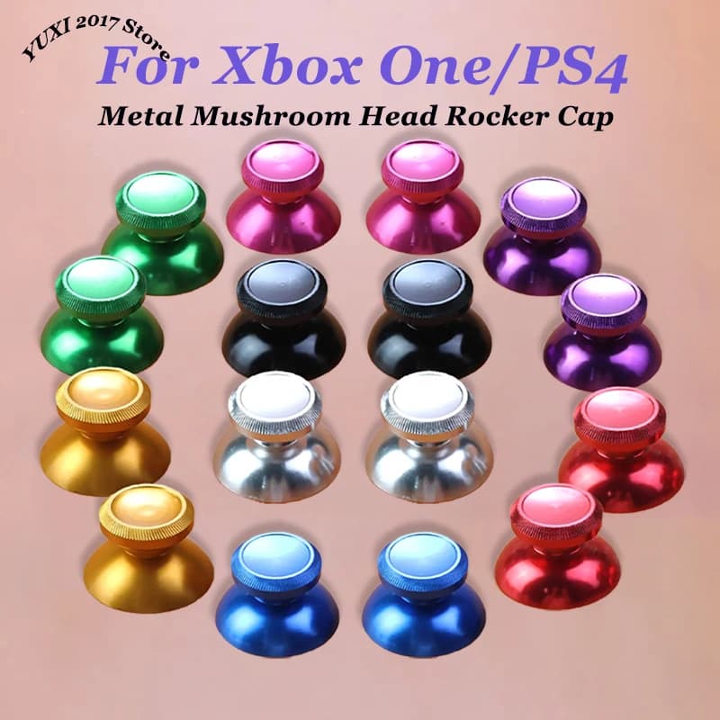 Tappo per joystick a fungo con impugnatura per pollice analogica 3D in metallo colorato in alluminio da 2 pezzi per controller gamepad Xbox One PS4