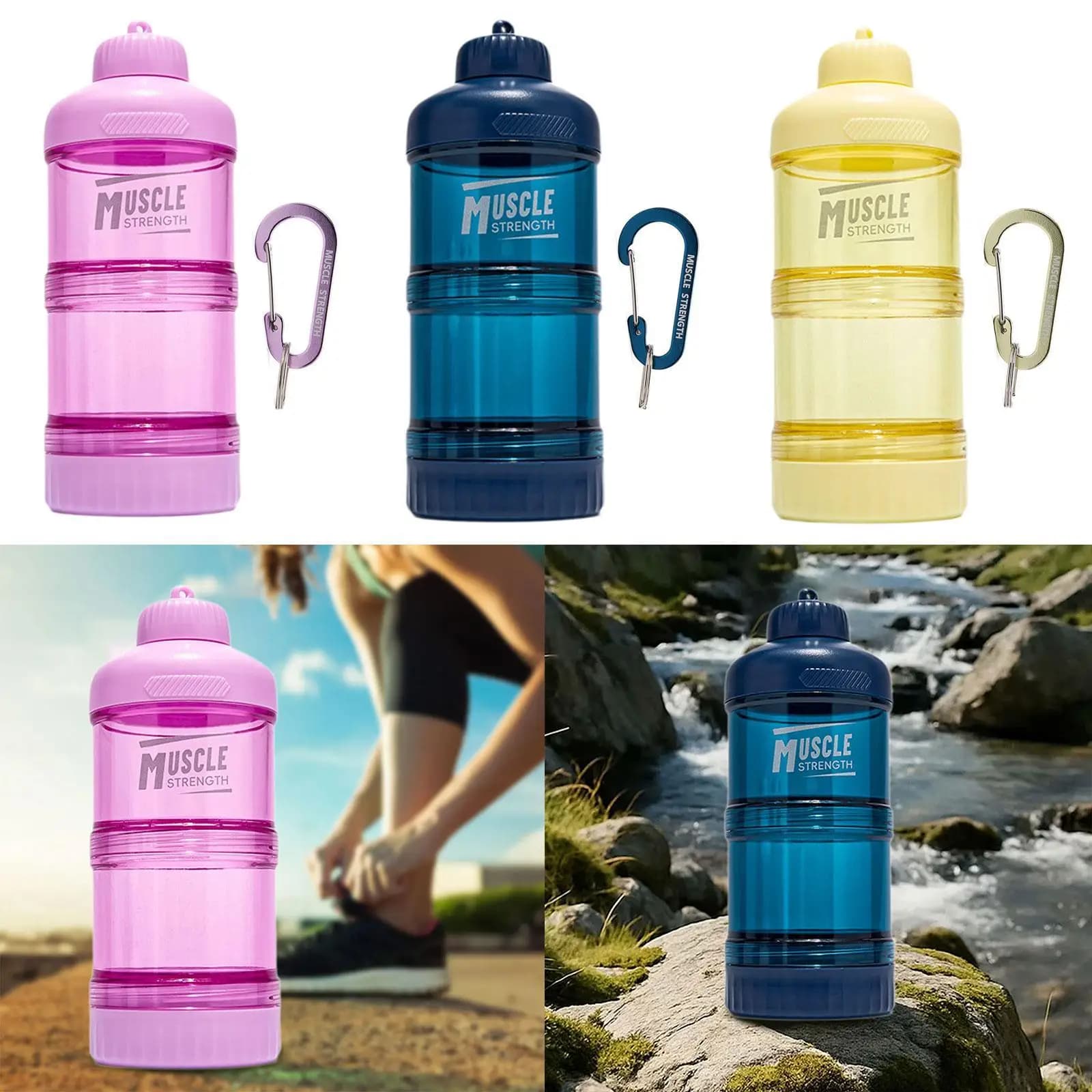 Protective container powder, protein dispenser, stackable, comfortable,