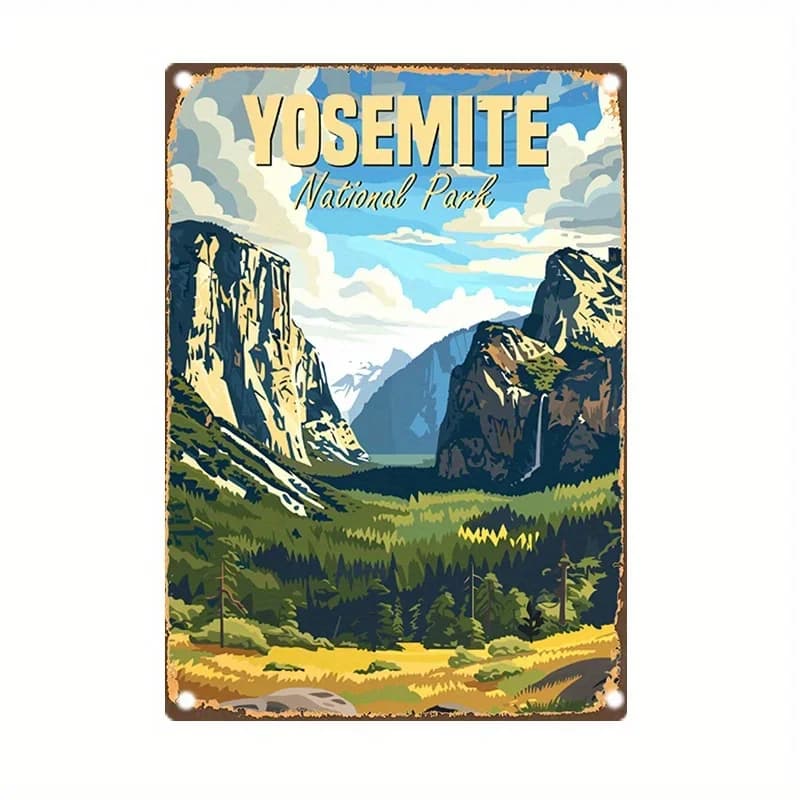 Yosemite National Park Vintage Iron Tin Sign - 8" | Pre-Drilled, Waterproof & Weather-Resistant | Perfect for Home, Garden, B