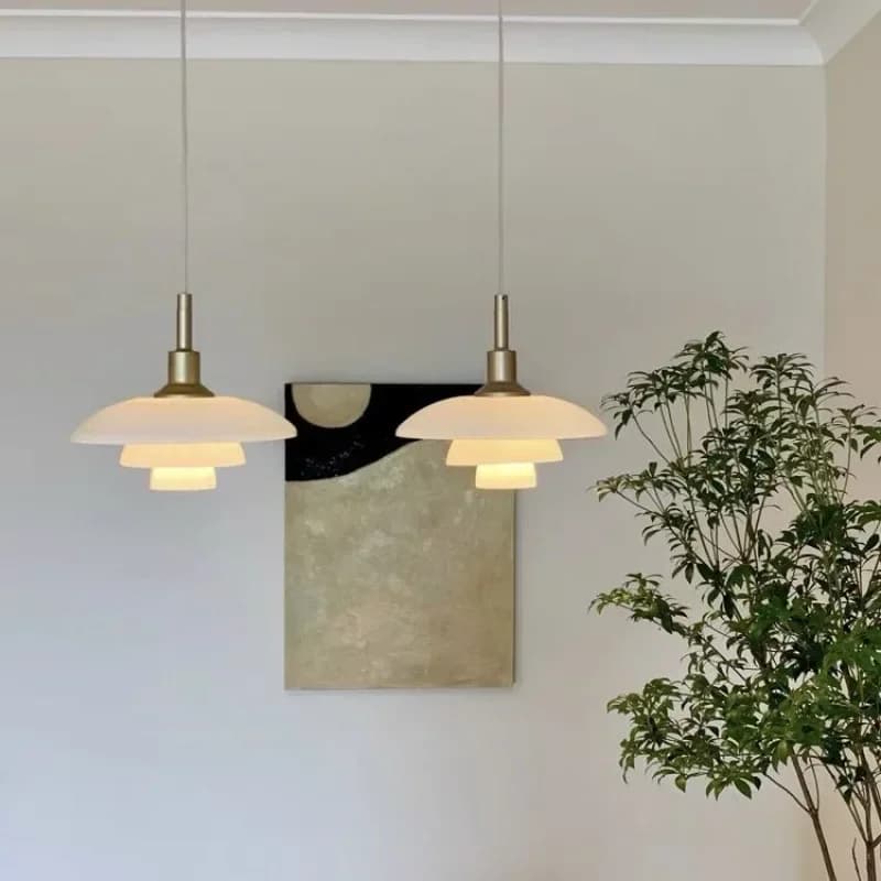 Danese Designer piatto illuminazione a sospensione in vetro camera da letto nordica Hotel decorazioni per la casa infissi a tre strati oro bianco argento