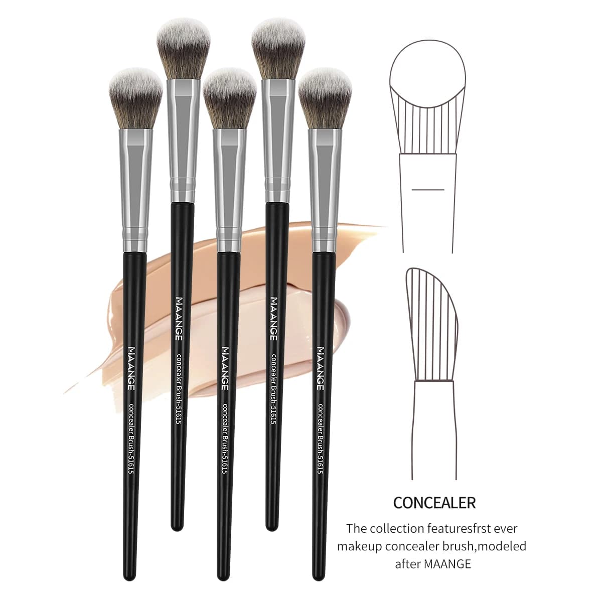 MAANGE 5 pieces/set foundation concealer brush for makeup contour flawless brush under the eyes tools for cosmetic makeup in soft fiber