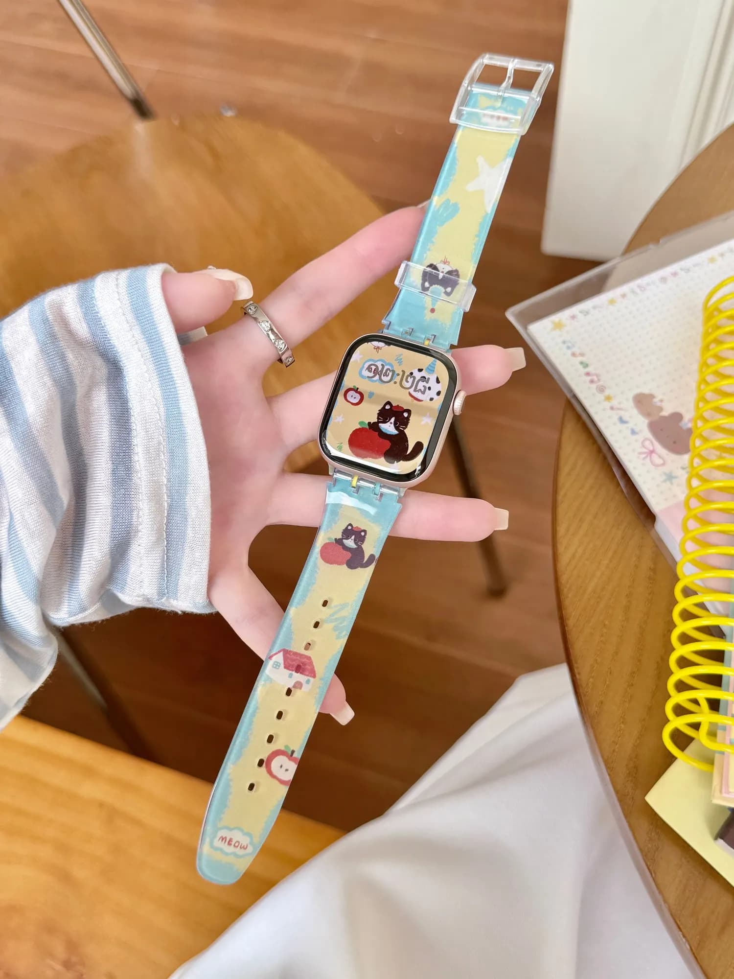 Adorable Cartoon Oil Paint Silicone Watchband For Apple Watch band women Strap Series 11/10/9/8/7/6/5/4 40mm 41mm 42mm 44mm 45mm