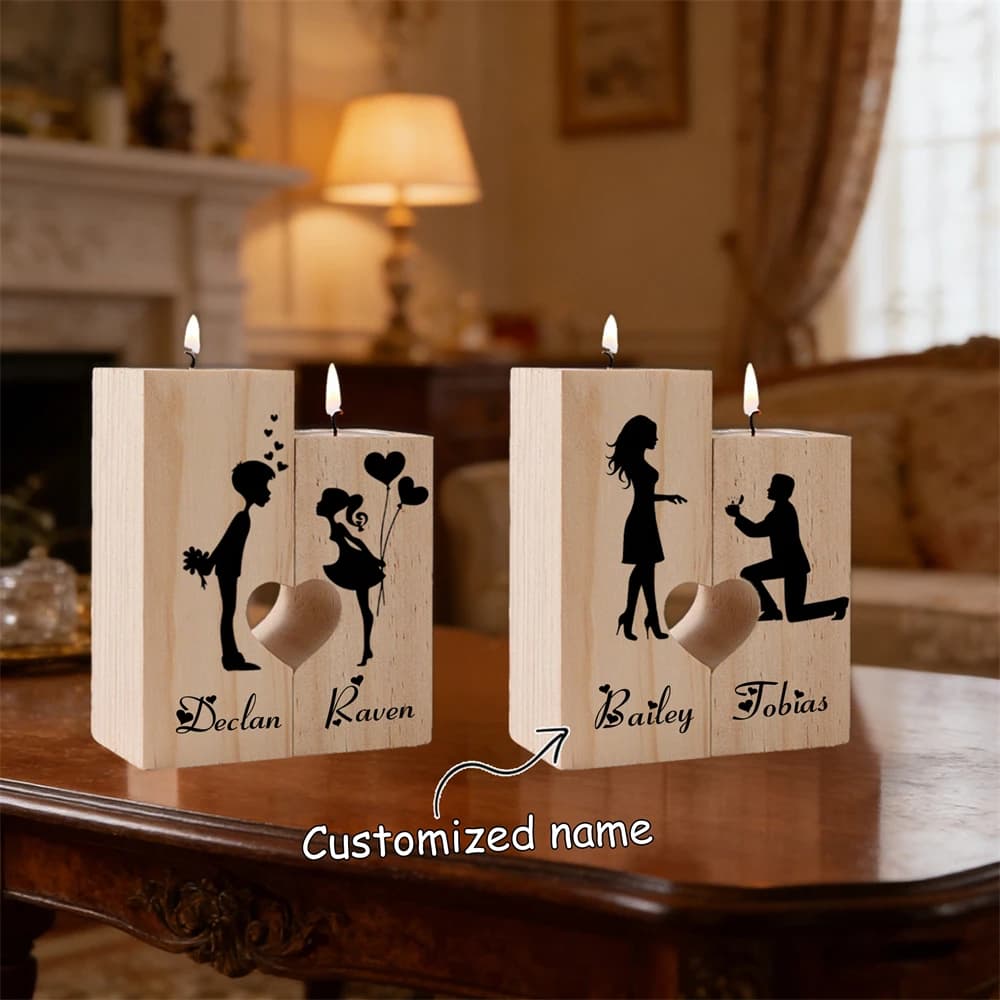Set di 2 Portacandele Personalizzabili con Testo e Nomi di Coppia, Regalo per Anniversario e San Valentino, Portacandele con Nome Personalizzato