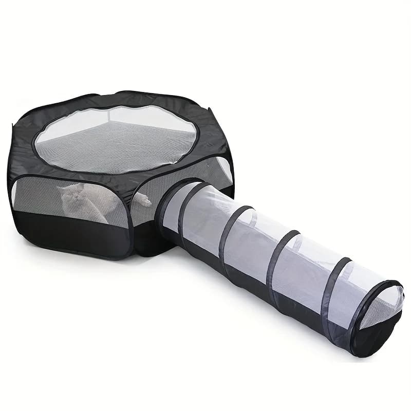 Set Tunnel e tappetino da gioco per gatti in 2 pezzi-giocattolo per animali domestici pieghevole e interattivo per cani e gatti-poliestere resistente