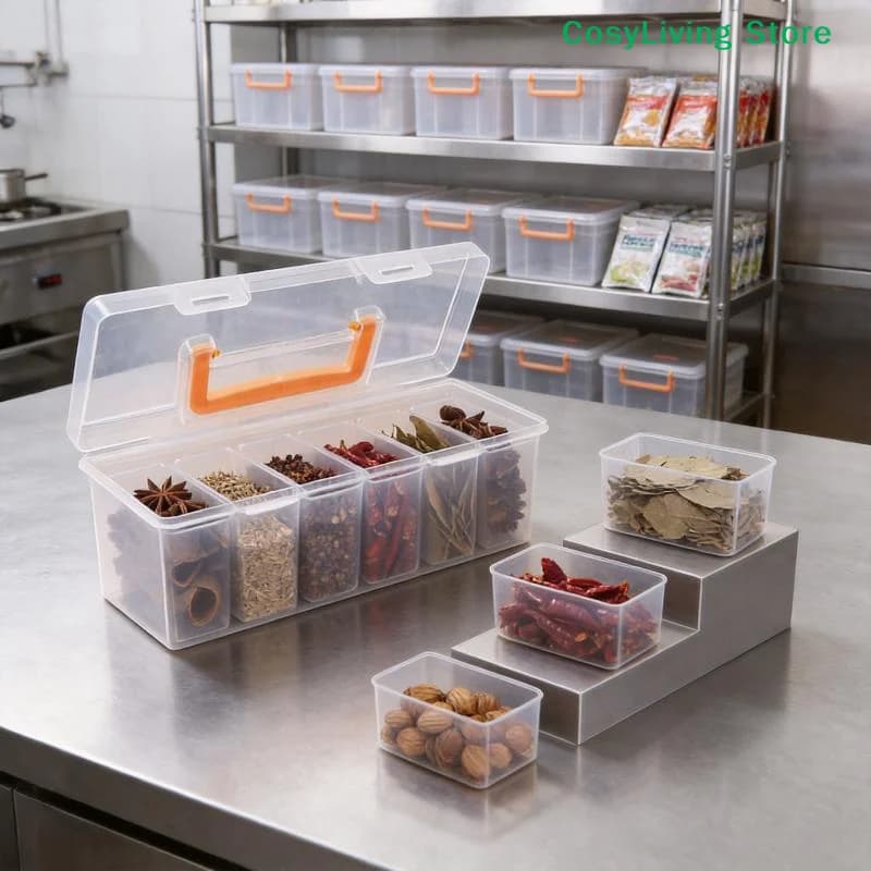 [CL]7PCS Tool Organizer Set Transparent Storage Box With Dividers-Portable Case For Spices Beads Small Hardware Tool[CL]