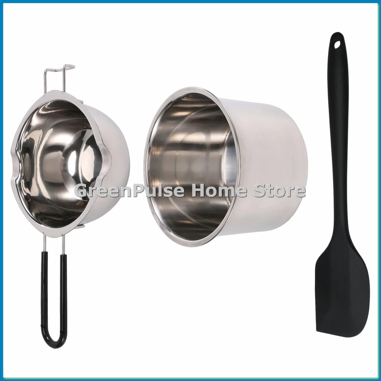 Double Boiler Pot Set Stainless Steel Melting Pot with Silicone Spatula for Melting Chocolate,Soap,Wax,Candle Making-ROWI