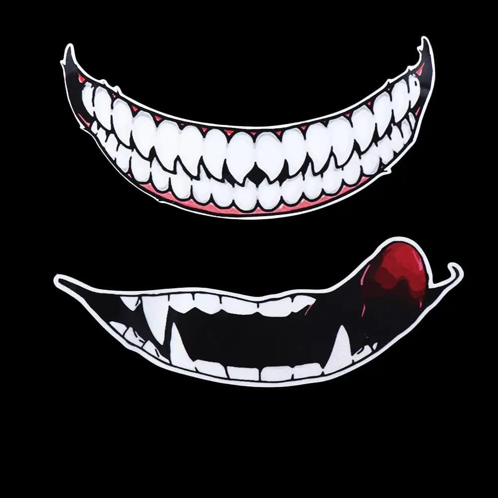 Bike Evil Tooth Car Decoration Waterproof Accessories Car Stickers with evil tooth Car helmet sticker Decalcomanie for car Wall decal
