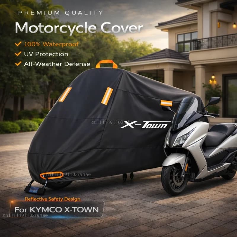 Copertura per Moto KYMCO X-TOWN125i, Impermeabile, in Poliestere Rinforzato, Protezione UV, Antipolvere, Antipioggia, per Tutte le Condizioni Atmosferiche