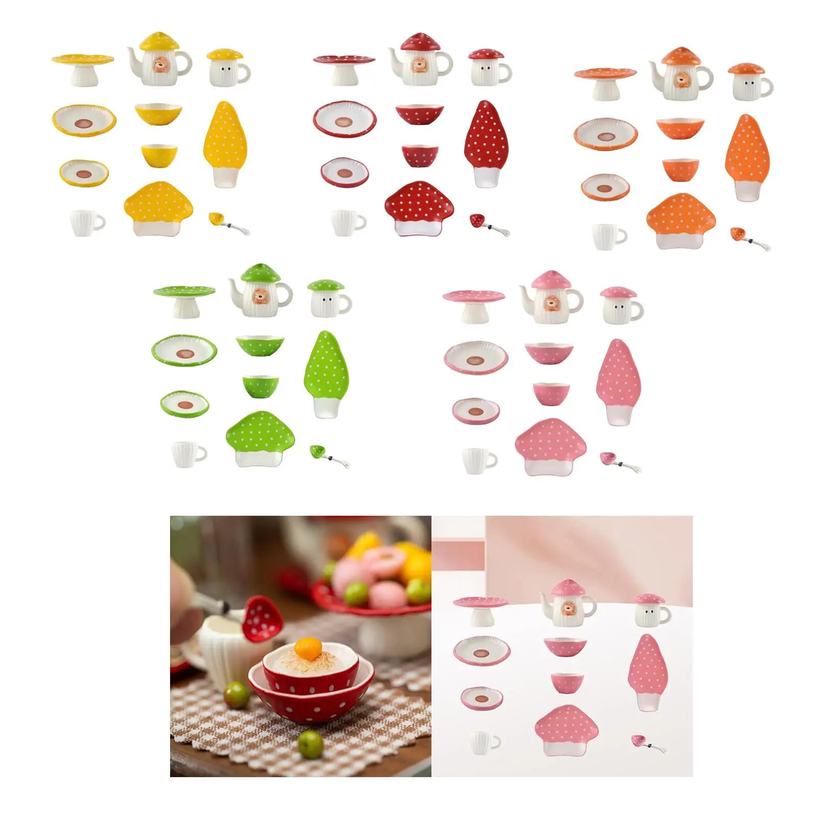 Set di Stoviglie per Casa delle Bambole 1/6, Giocattolo Educativo, Set Cucina Moderno in Miniatura per Compleanni di Ragazze e Ragazzi, Gioco da Interno
