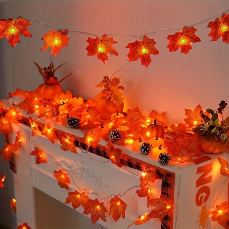 Luci a stringa a forma di foglia d'acero da 10/20 LED, luci fatate a batteria, ghirlanda luminosa per decorazioni interne ed esterne per feste, matrimoni e casa