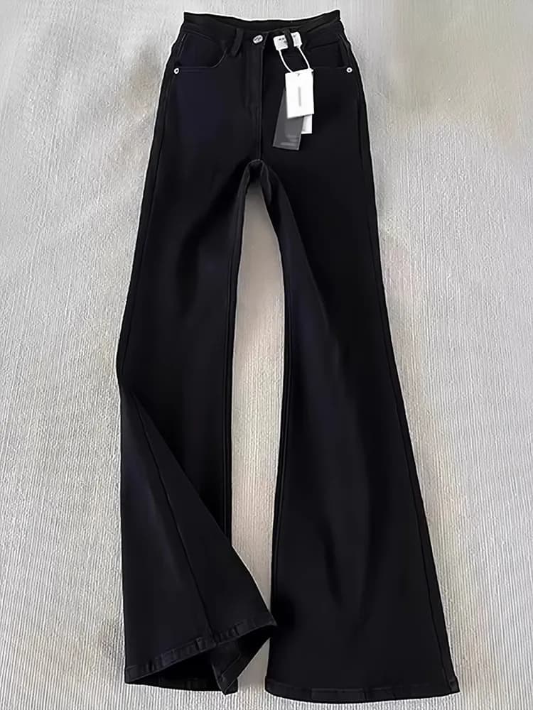 Jeans Bootcut da Uomo Americani Stile High Street, Foderati, Snellenti, a Vita Alta, Gamba Dritta, Leggermente Svasati
