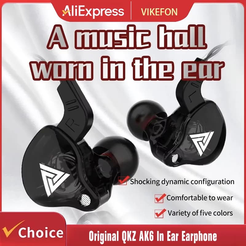 Original QKZ AK6 In Ear Headset 6 Drive Dynamic Driver Headphones With Microphone Stereo Sport HIFI Subwoofer Auricular Monitor