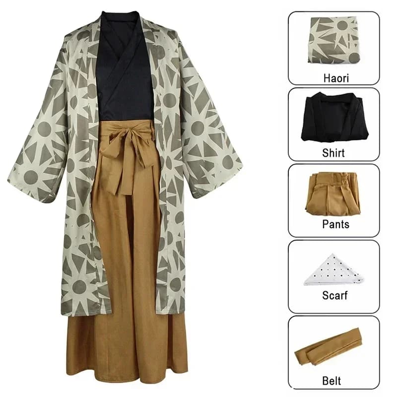 Costume Cosplay Anime Sla-yer Kimet-su no Yaiba Haganezuka Hotaru con Maschera e Sciarpa, Kimono Giapponese per Halloween e Carnevale