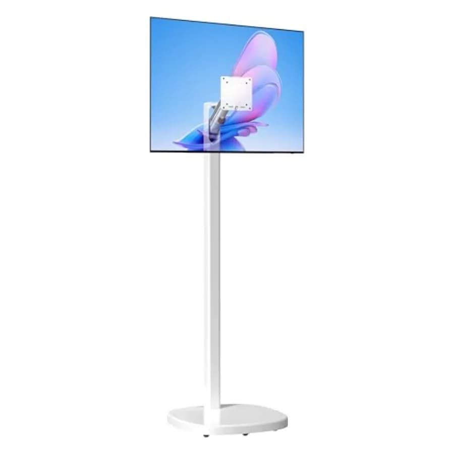 Supporto da pavimento ergonomico CTA per monitor e TV fino a 35 pollici, 22 libbre - Supporto mobile con base anti-caduta, altezza regolabile - C