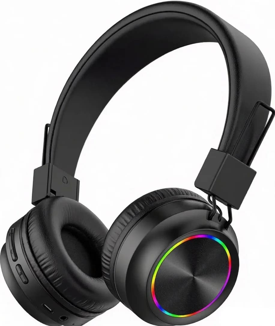 Cuffie Bluetooth per Bambini, Cuffie Wireless Bluetooth 5.4 con Luce LED, 100 Ore di Autonomia, Cuffie da Gaming Pieghevoli