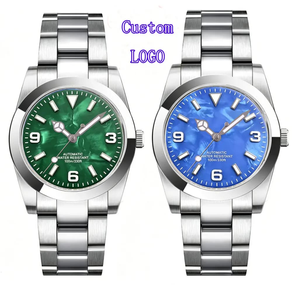 Orologio con logo personalizzato 36mm 39mm Quadrante in madreperla NH35 Orologi meccanici da uomo Zaffiro 100M Impermeabile Luminoso Relogio