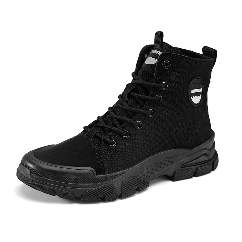 Nuovi stivaletti da uomo Scarpe alte con suola spessa per l'autunno Scarpe antinfortunistiche antiscivolo resistenti all'usura Stivali da lavoro per escursioni all'aperto in tela
