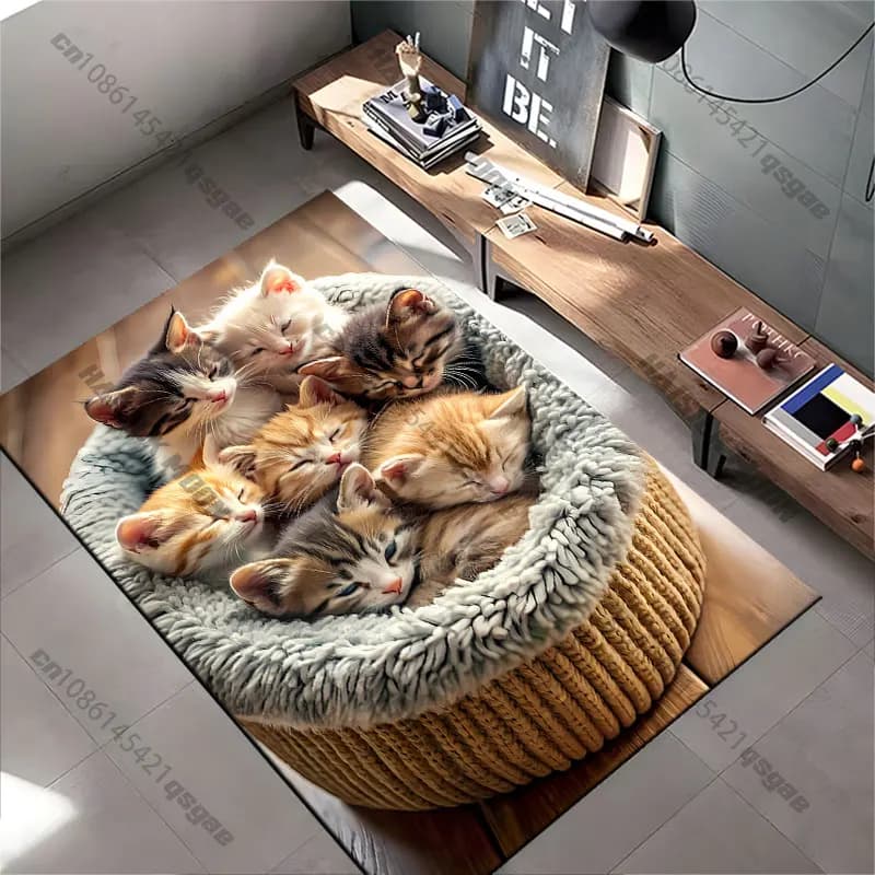 Gruppo di adorabili gattini dormienti, tappeto per yoga, decorazione per soggiorno, tappetino per bambini, tappetino per gattonare, tappeto per area gioco