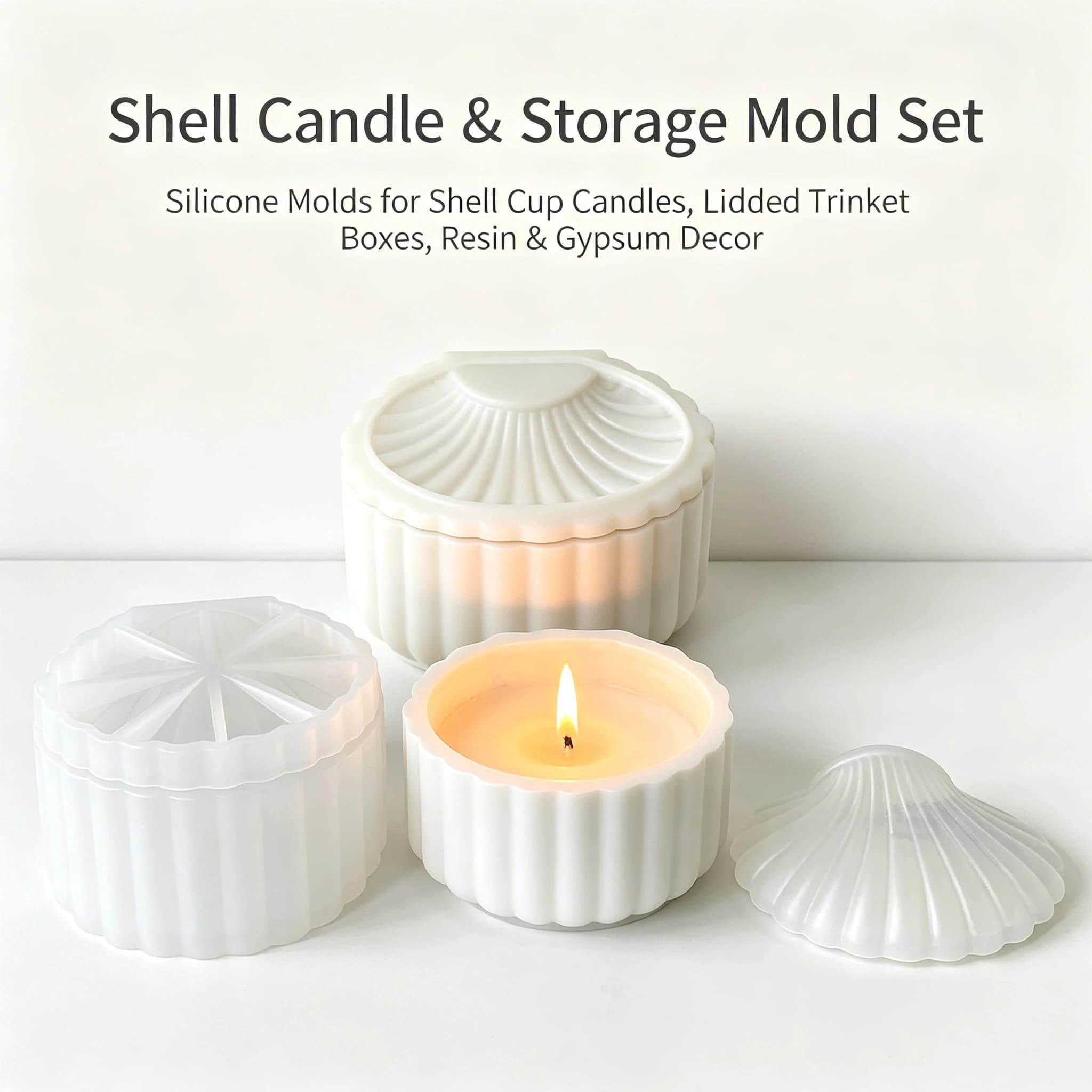 3D Shell Jewelry Box Candle Silicone Mold DIY for Epoxy Resin Plaster Gypsum Organizer Tray Craft Home Decor Gift