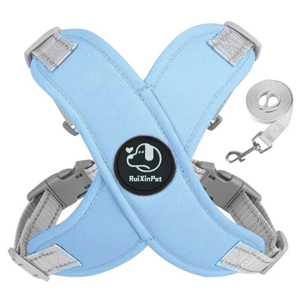 Reflective Design Dog Harness Leash Set Adjustable Straps Breathable Mesh Pet Vest Harness Metal D Ring Quick Release Buckle