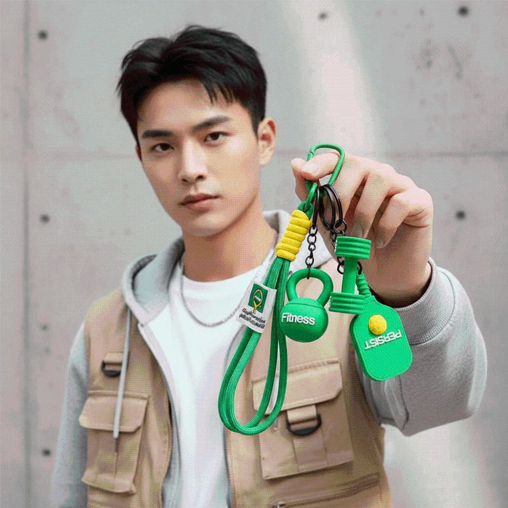 Mini Size Pickleball Key Chain PVC Bright Colors Kettlebell Bag Charm Lightweight Smooth Surface Sports Racket Key Ring